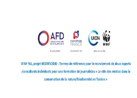 Deux experts /consultants individuels pour une formation de journalistes « Le rôle des médias dans la conservation de la nature/biodiversité en Tunisie »-WWF